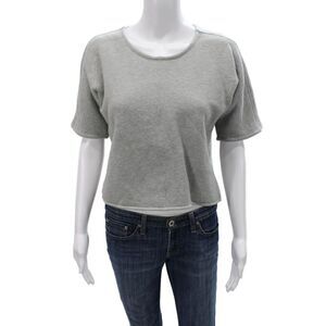 G. Womens Pullover Gray Cotton Crew Neck Short Sleeve Size XS